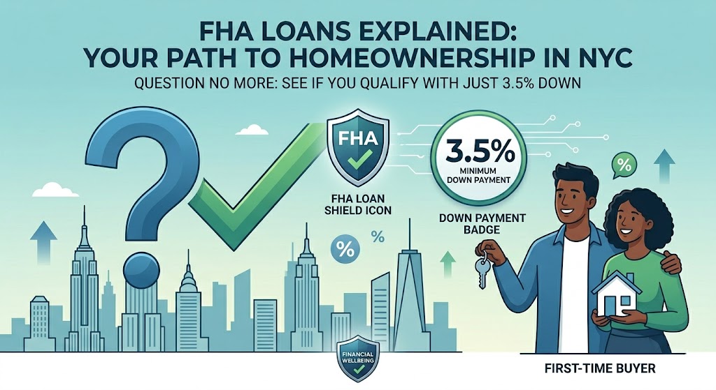 Are FHA loans good for first-time buyers in New York City? Yes — low 3.5% down payment and lenient credit make them ideal for NYC first-timers facing high home prices.