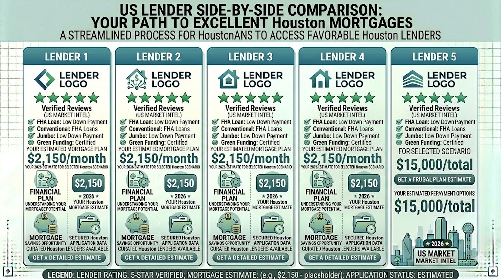 Compare the best mortgage lenders in Houston for 2026. See rates, credit score minimums, fees, and which lender fits your Houston home budget and loan type.